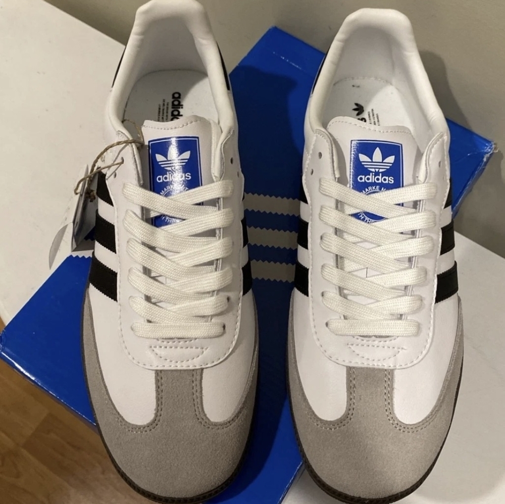 adidas Samba White and Black Athletic Shoes - Picture 3 of 4